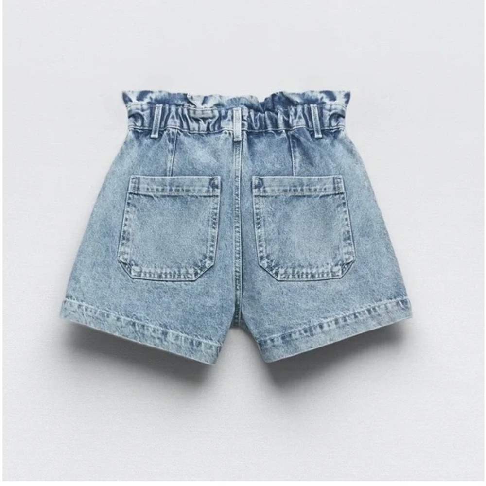 Zara elastic paper bag shorts sz 4 - Picture 9 of 10